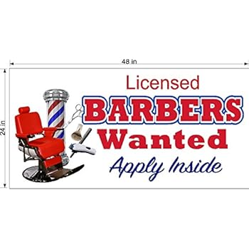 2 X 4 Vinyl Banner Licensed Barber Wanted Hair Stylist Beauty Help Wanted Employment Sign