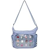 Canvas Ita Bag Crossbody Shoulder Bag Kawaii Purses and Handbags with Anime Pins Display