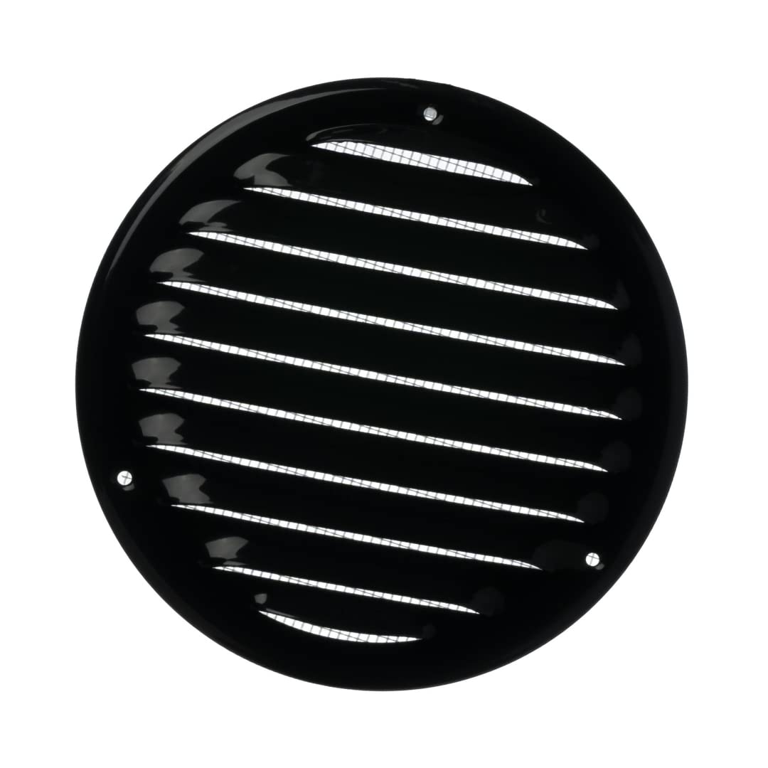 Ø 125mm / 5" inch Black Round Metal Air Vent Grille Cover with Insect Mesh - Ventilation Cover