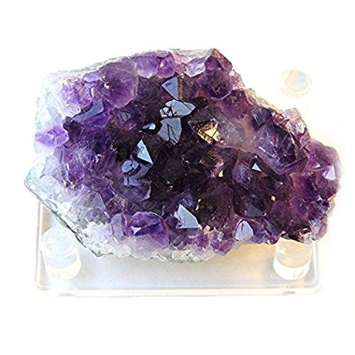 JIC Gem Deep Purple Uruguay Amethyst Crystal Cluster Geode Druzy Specimen With FREE Base, By (Class 2, 3-4 inch)