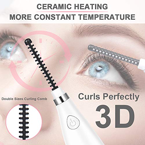 Electric Eyelash Curler, Acavado Heated Eyelash Curler【2019 New Version】Ceramic Constant Heating, Temperature Digital Display, USB Rechargeable, Natural Long Lasting for Women Routine Makeup (White) - Thumbnail 3