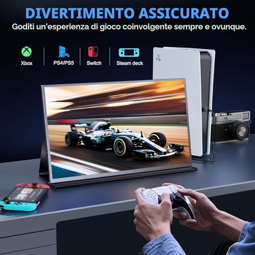 COOLHOOD Portable Monitor, 18.5 Inch 120Hz Portable IPS Screen 1080P HDR, Portable Monitor with VESA Mini HDMI/USB C for Laptop, Phone, Mac, PS5