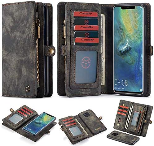 Spritech Galaxy S9 Wallet Case,Handmade Leather Large Capacity Detachable [Scratch Resistant] Zipper Wallet Cover with Credit Card Holder for Samsung Galaxy Galaxy S9