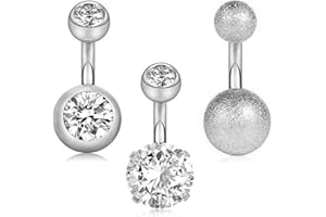 Gnoliew 14G 6mm 1/4 Inch Short Belly Button Rings 316L Surgical Steel Navel Rings