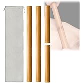 OnVisit 4PCS Hollow Bamboo Massage Sticks 100% Natural Bamboo Massage Tools Full Body Guasha Rollers Tools for Relaxing Muscles/Deep Tissue Massage/Body Shaping/Fatigue Relief (Includes Carry Bag)