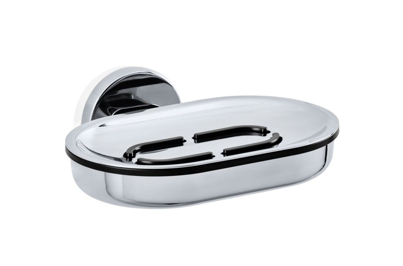 Blomus Wall Mounted Soap Dish, Stainless_Steel, Silver, H 6 cm, B 14,5 cm, T 12,5 cm