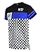 SCREENSHOTBRAND-S11806 Mens Hipster Hip-Hop Premiun Tees - Luxury Longline Color Block Checkers Print T-Shirt-Black-Small