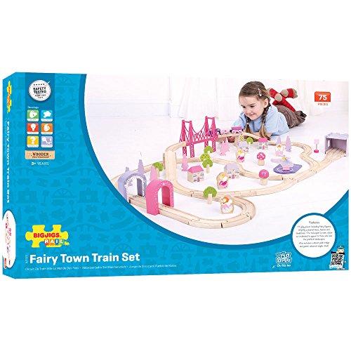 Bigjigs Rail Wooden Fairy Town Train Set - 75 Play Pieces