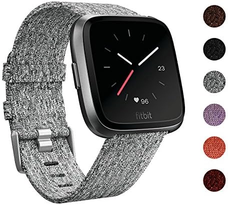 iBREK for Fitbit Versa Bands, Nylon Woven Fabric Bands for Fitbit Versa Smartwatch-Gray