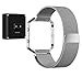 Fitbit Blaze Band, BeneStellar Milanese Silicone Replacement Large Band Bracelet Strap for Fitbit Blaze Smart Fitness Watch ( With Frame) (Milanese Silver Large(6.7