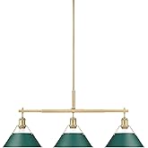 Golden Lighting 3306-LP BCB Orwell 3 Light 36" Wide Linear Pendant - Brushed Champagne Bronze/Pine Green Shades