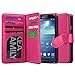 ULAK Galaxy S4 Case, S4 Case - Multi Card Slots Series PU Leather Magnetic Wallet Case Cover for Samsung Galaxy S4 IV i9500 (Hot Pink)