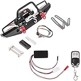 Goolsky Metal Front Bumper with 2 LED Light & Remote Control Electric Winch for Traxxas TRX-4 SCX10II 90046