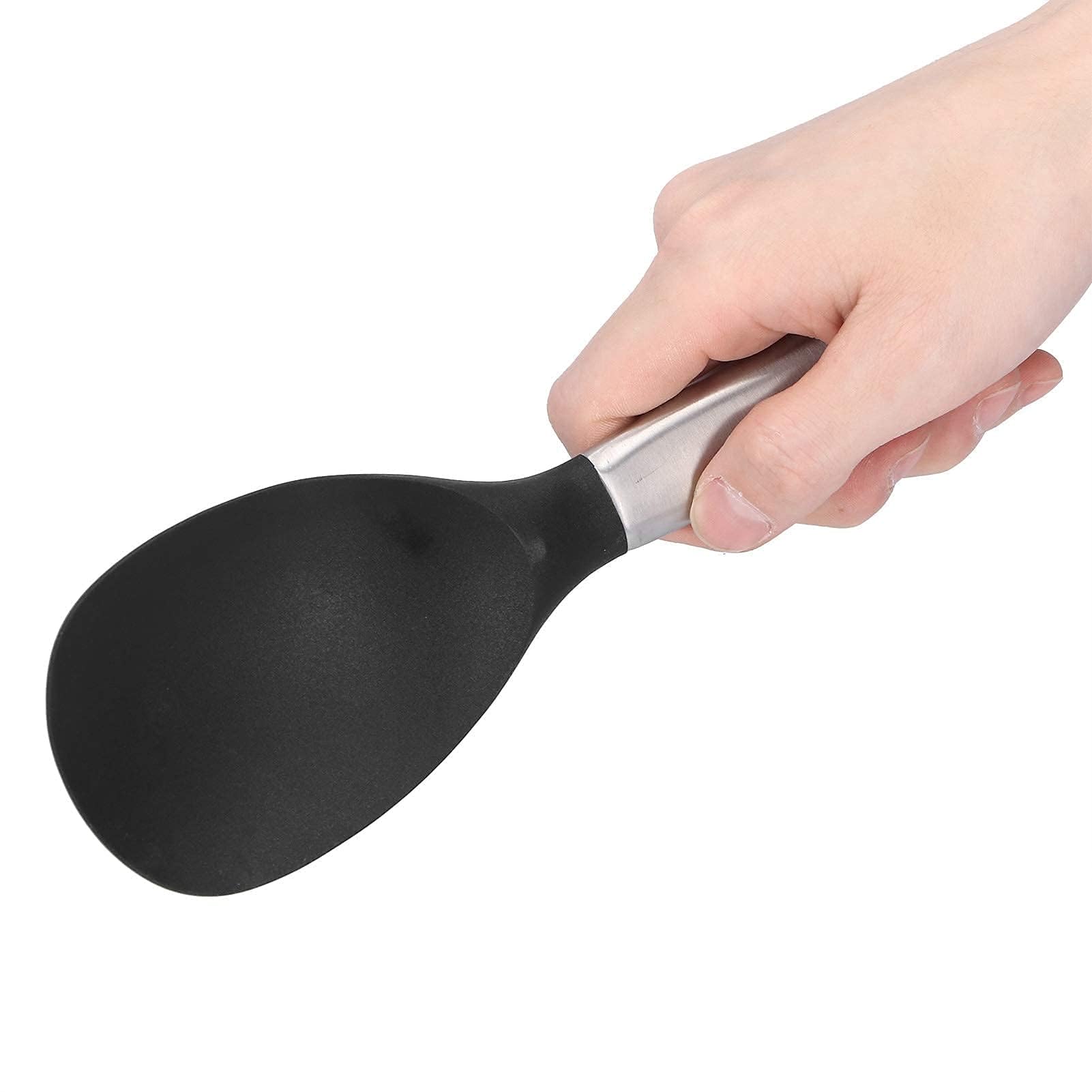 Silicone Rice Paddle,Rice Serving Spoon,9.4inch Stainless Steel Silicone Rice Spoon,Non Stick Heat-Resistant Rice Spatula Spoon Wok Spatula Rice Shovel Sushi Scoop for Rice/Mashed Potato