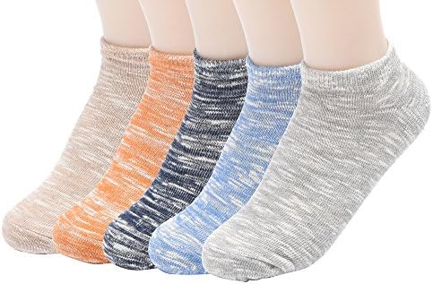 LOMUS Men's Cotton Comfy Low Cut No Show Socks, Stripe Patter Colorful (5 Pairs)