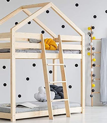 Best For Kids Hausbett Hochbett OTTA Kinderbett Kinderhaus Jugendbett Natur Haus Holz Bett in viele Größen 70x140cm-90x200cm(