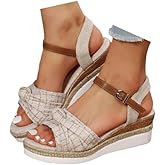 Women's Espadrille Wedge Platform Sandals Ankle Strap Open Toe Comfortable High Heel Cute Casual Dressy Summer Shoes for Ladies, Dressy Summer Beach Shoes