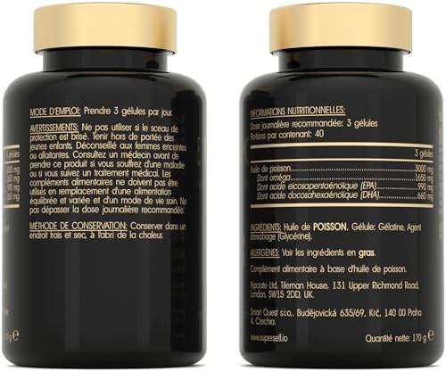 Oméga 3 Huile de Poissons Sauvages - 3000mg Triple Concentration