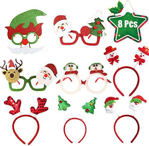 Christmas Headbands Party Glasses Frames Christmas Photo Booth Prop For Kids Christmas Decoration Costume Favors(One Size Fit All)