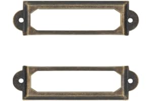 Adiyer 40-Pack Office Library File Drawer Cabinet Card Tag Label Holder Metal Frame (Antique Bronze)