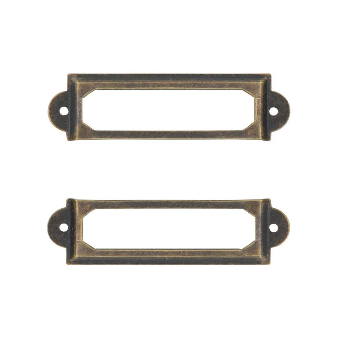 Adiyer [40 Pack] Office Library File Drawer Cabinet Card Tag Label Holder Metal Frame (Antique Bronze)