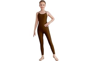 TiaoBug Kids Girls Gymnastics Dance Leotard Bodysuit Adjustable Spaghetti Straps Unitard Jumpsuits