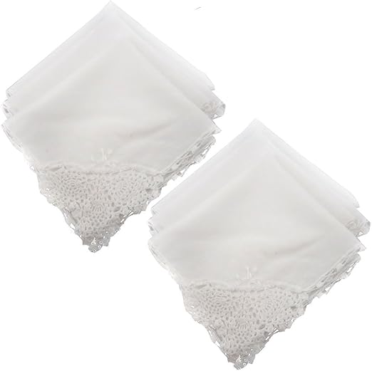 OWM Handkerchief 6 PCS Handmade Crochet Edge Wedding Handkerchiefs Pack White at Amazon Women’s
