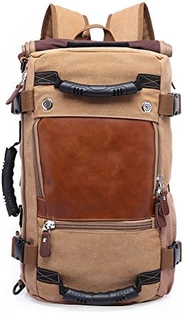 4 in 1 Canvas Laptop Backpack & Handbag & Vintage Messenger Bag & Luggage Bag Capacity Rucksack for Travel/Hiking/Camping/Trip