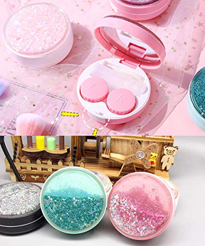 Stylish Cute Quicksand Contact Lens Case,Portable Travel Contact Lens Case Eye Care Kit Set Container Box Holder 1PCS (Pink-2) - Thumbnail 5