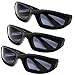 grinderPUNCH 3 Pair Motorcycle Riding Glasses for Half Helmet 3 Pairs Smoke Sunglasses