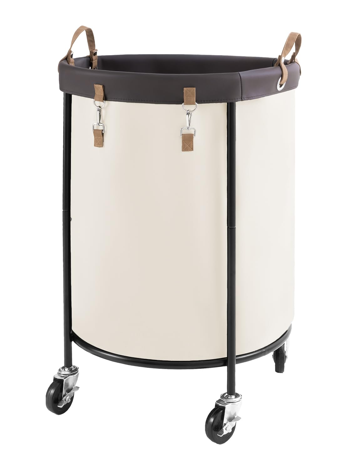 Photo 1 of **MISSING ASSEMBLY HARDWARE TOOLS** StorageWorks 170L Rolling Laundry Basket, Clothes Hamper with Wheels, Round Clothing Cart with Steel Frame and Removable Bag, 4 Casters and 2 Brakes, Beige, 1-Pack