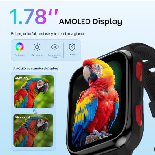 LAGENIO K9 Smart Watch for Kids with GPS Tracker, AI Assistant & Voice Call,1.78" AMOLED, 4G Smartwatch With SOS, Parental Controls, School Mode, IP68 Waterproof for Teens Ages 6 and Up