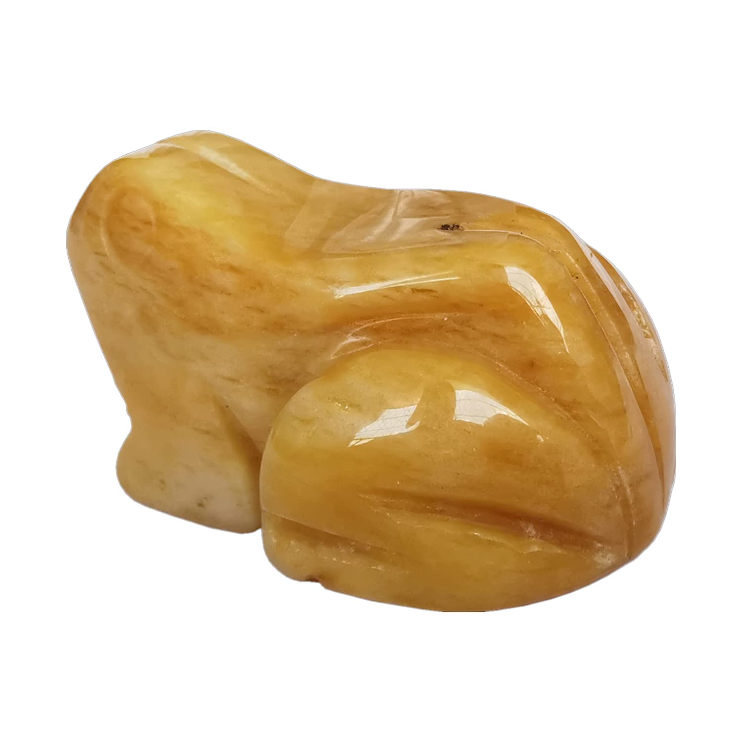 Manekieko Natural Yellow Jade Frog Crystals and Healing Stone Figurines,38mm Hand Carved Pocket Animal Room Decor Gemstone — image 1