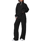 PRETTYGARDEN Womens Casual Two Piece Sets Fall 2026 Outfits Quarter Zip Sweatshirts Straight Leg Pants Sweatsuits Tracksuit