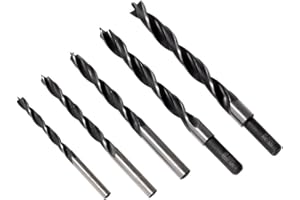 Bosch BP14616 5-Piece Brad Point Drill Bit Set for Wood | Featuring 1/4", 5/16", 3/8", 7/16", & 1/2" Sizes for Precision Wood