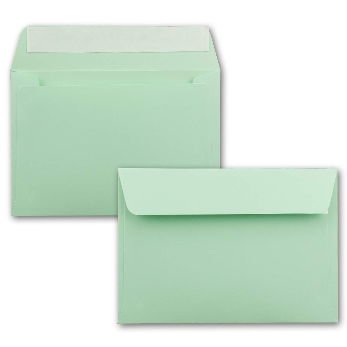 FarbenFroh by GUSTAV NEUSER 50x envelopes mint green DIN C6 format 11.4 x 16.2 cm - self-adhesive - envelopes without window - Christmas, greeting cards & invitations - for A6 & A4 paper