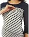 PattyBoutik Mama Crewneck Striped Nursing Maternity Blouse (Navy Blue and Gray M)
