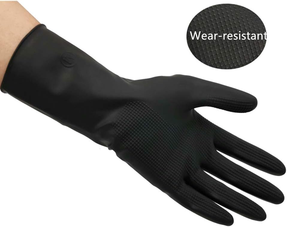 2Pairs Hair Dye Gloves Hair Color Latex Gloves for Hair Salon Hair Dyeing Cleaning Cooking Dishwashing, Black, 4 Piece Assortment - Image 4
