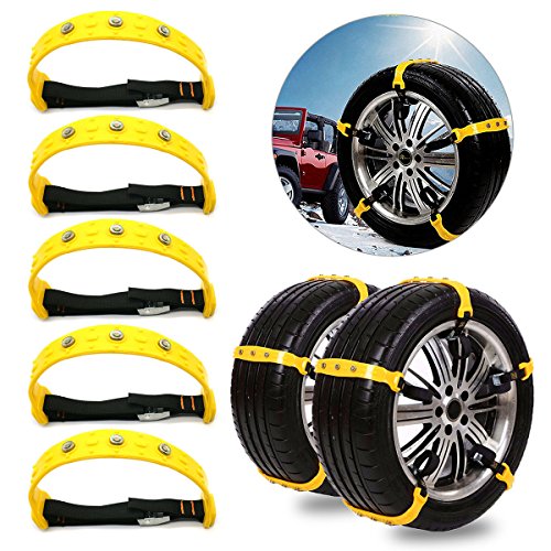 Tire Chains, Snow Chains, Car Tire Snow Chains Mud Emergency Driving Car Security Chain Adjustable for Car SUV Trucks Vans Minivans 10PCS