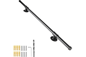 SCIEO 3.3FT Staircase Handrail Wall Mount Handrail for Indoor Stair, Industrial Pipe Stair Handrails Grab Bar-Metal Galvanized Steel Hand Railing for Outdoor Indoor Stairs Steps Loft Porch