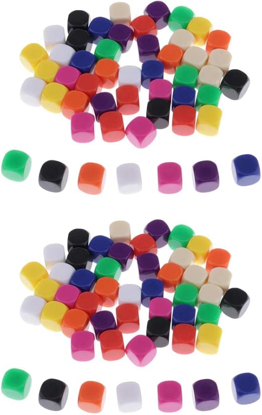 Amazon Dailymall ダイス ブランク 6面サイコロ プラスチック 16mm 小道具 手作り 無地 カラフル 玩具 約100個 ダイス サイコロ おもちゃ