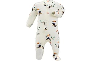 ZIPPYJAMZ Baby Sleepers, Footed Bamboo Pajamas, Front & Inseam Dual Zippers for Quick and Easy Diaper Changes