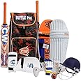 CW Bouncer Cricket Set Junior Size Left Hand Senior Cricket Set Batsmen Cricket Kit Set Adult Right Hand Cricket Protector Gears in Kit Bag (Full Size for 14+ & Up, Left Hand)