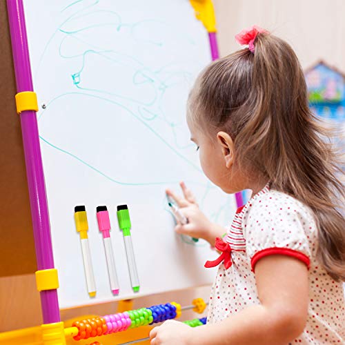 Boao 24 Pieces Magnetic Dry Erase Markers Whiteboard Erase Marker with Erasers Cap for School and Office, 8 Assorted colors (Black cap)