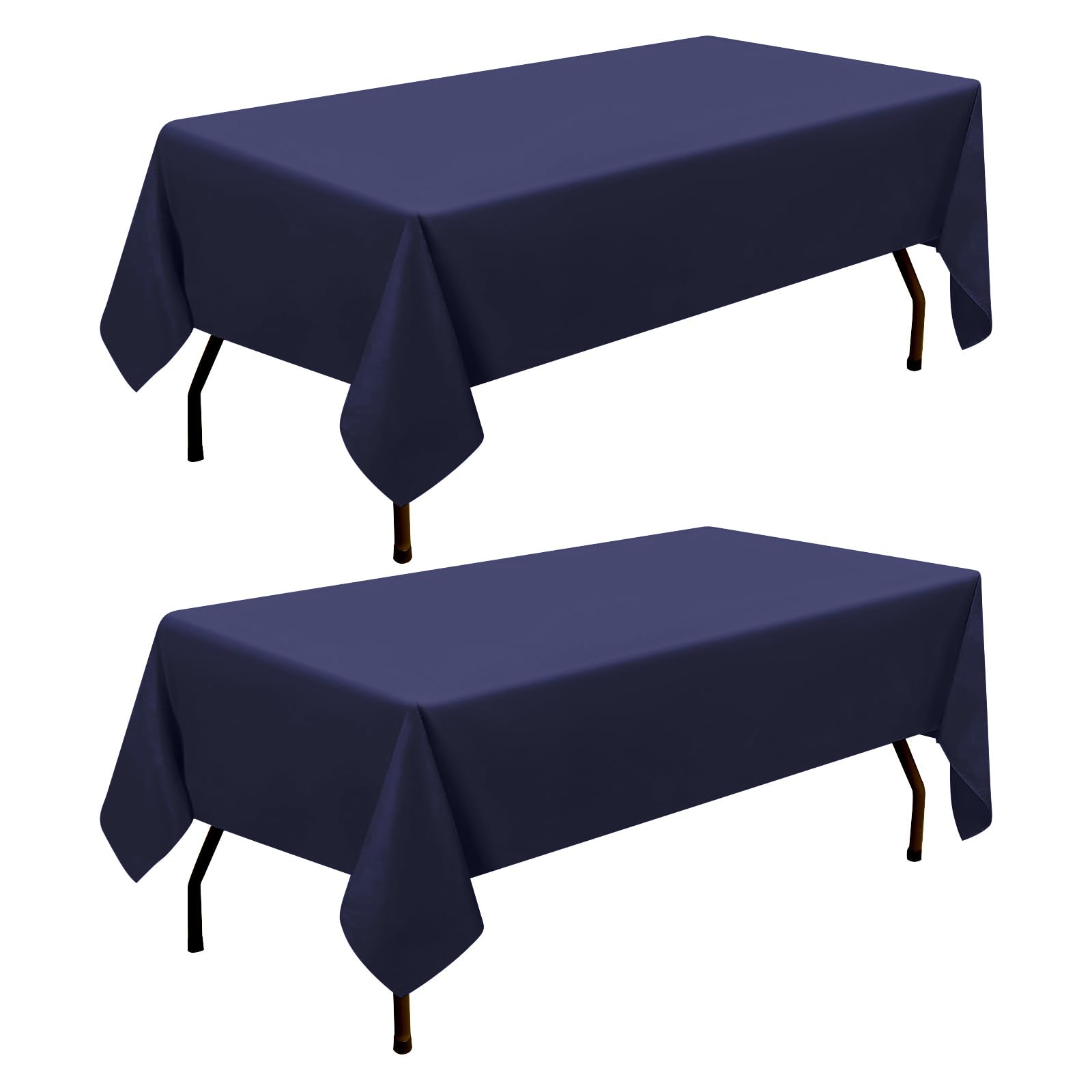 smiry Table Cloth Rectangular 140 x 180 cm Pack of 2 - Washable Fabric Dining Tablecloth, Dust-Proof Polyester Table Cover for Party Garden Kitchen Outdoor, Dark Blue