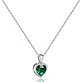 925 Sterling Silver Emerald Heart Necklace Green Pendant Necklace for Women Handmade Love Birthstone Necklace for Girls Valentine's Day