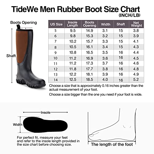 TIDEWE Rubber Boots for Men MultiSeason, Waterproof Rain Boots with