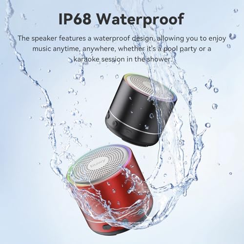 Bluetooth Speaker, Mini Speakers Wireless Bluetooth 5.4 Built-in Microphone, Loud HD Stereo Sound, 2026 IP68 Waterproof Speaker with 7 Modes RGB Lights, Small Speaker For Outdoor, Travel, Home, Gifts