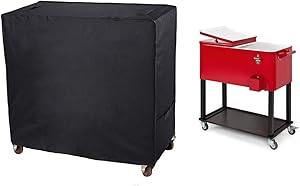 TUYU 80 Quart Outdoor Cooler Cart Cover, Universal Waterproof Rolling Cooler Cover for Most Patio Cooler,Beverage Cart, Rolling Ice Chest, Deep Freezer Chest Black