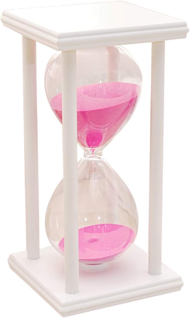 15 Minute Sand Timer Retro Wooden Hourglass Square Base Pink Sand Timer